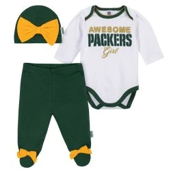 Packers Infant Gerber Bow 3-Piece Bodysuit Set -blazerathletic shop 3008495109 88 13 2500yfnftmdnyj